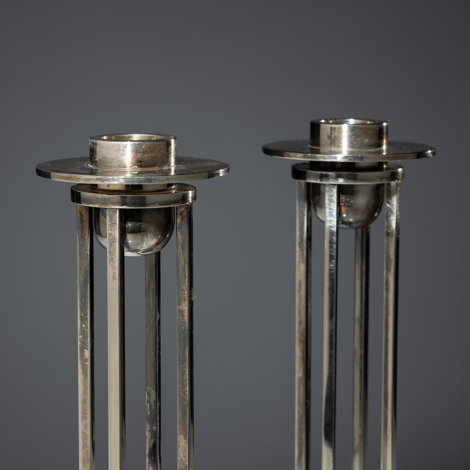 Pair of Skyscraper candlesticks for Swid Powell