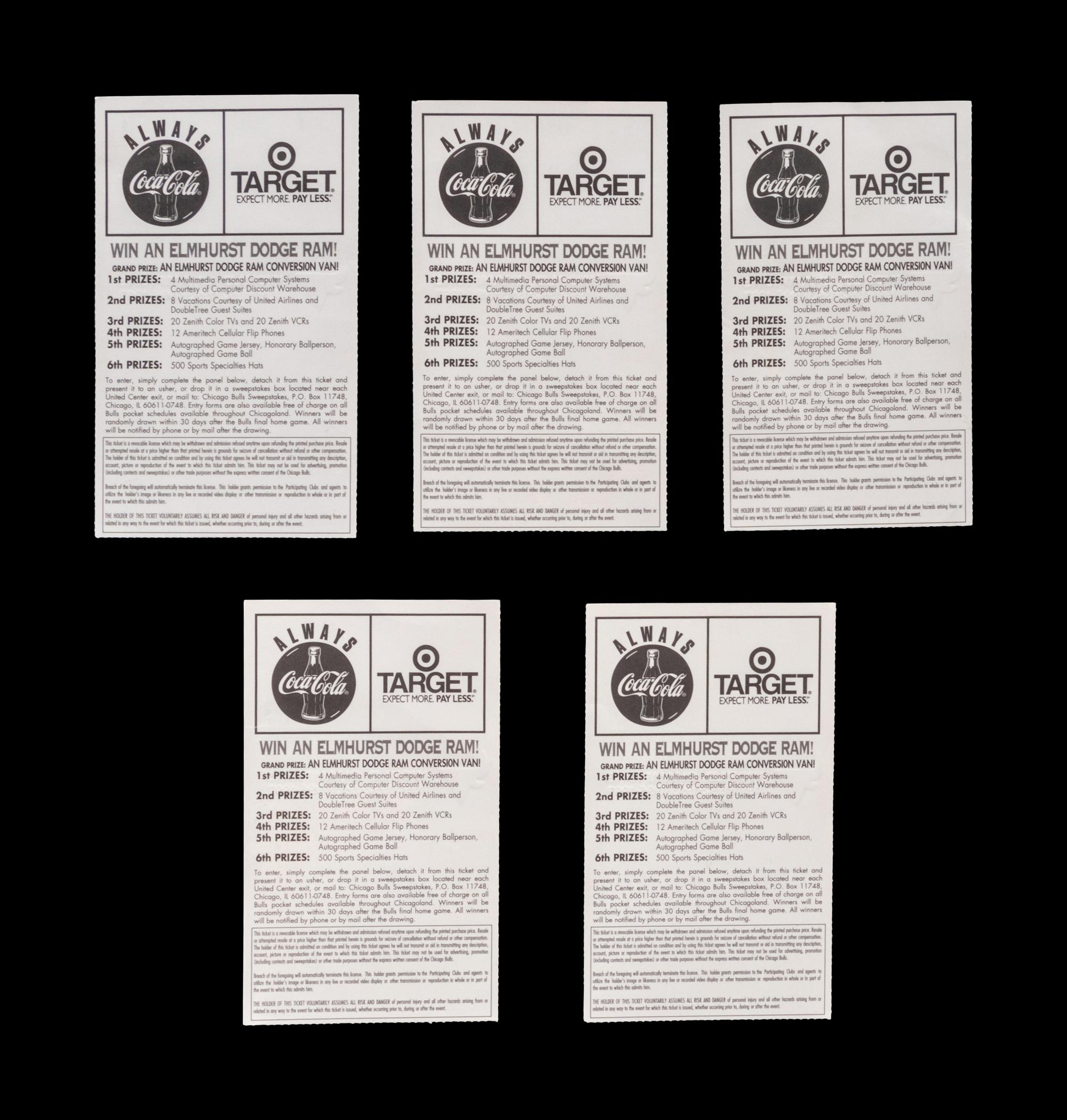 A Group of Five 1998 NBA Playoffs and Finals Michael Jordan Chicago Bulls Last Dance Era Ticket Stubs,