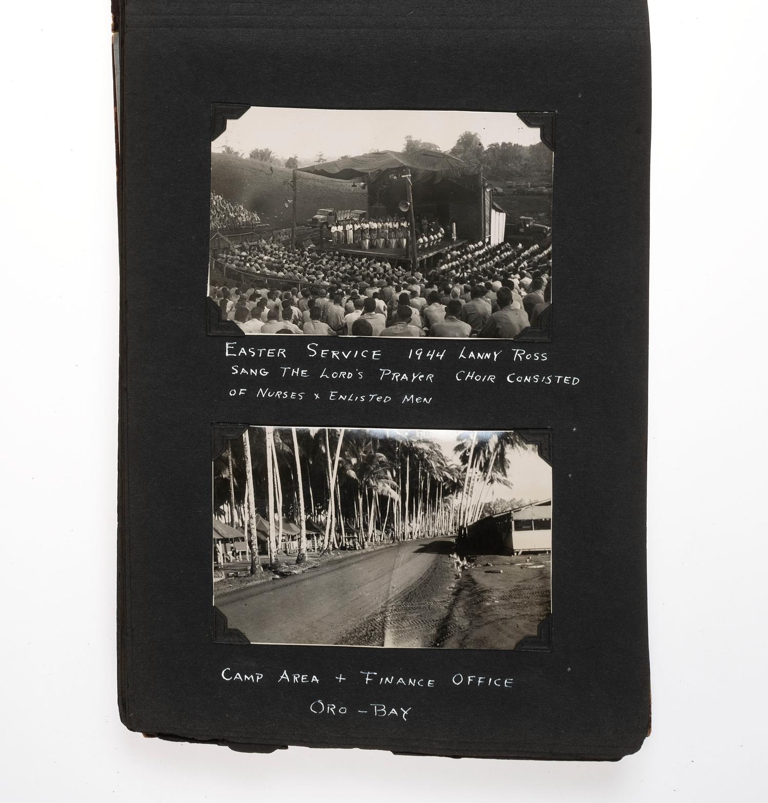 [WORLD WAR II]. Photograph album detailing the experiences of two Indiana military units in the Pacific Theater. Oro Bay, New Guinea, and Tacloban & Leyte, Philippines: n.p., 1944-1945.