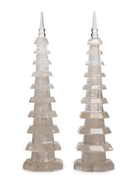 A Pair of Carved Rock Crystal Pagodas