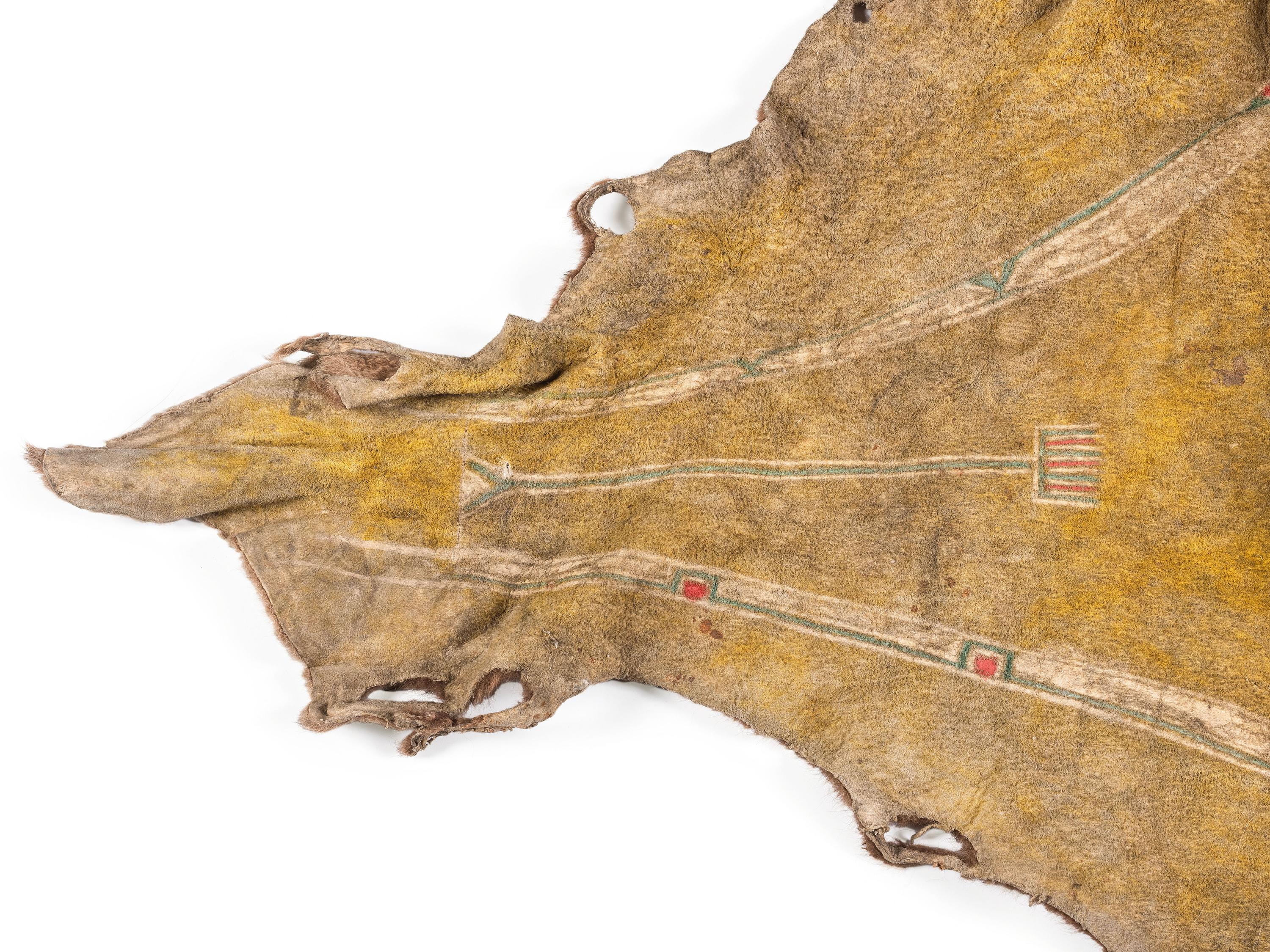 Early Southern Plains Painted Buffalo Hide Robe, Likely Comanche