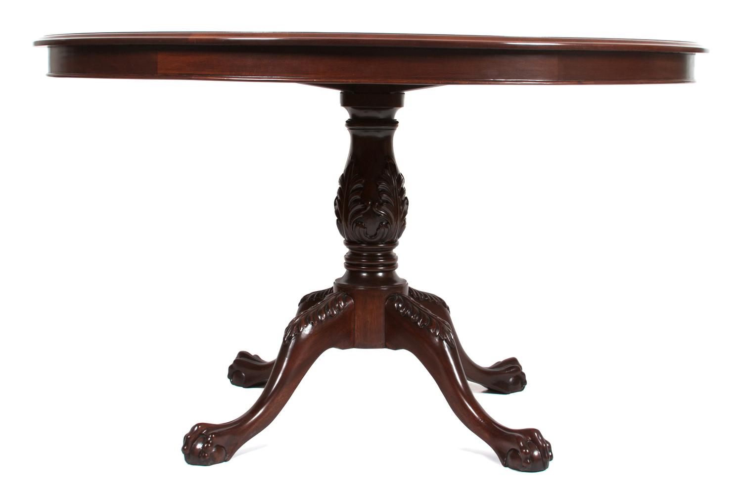 A Victorian Style Mahogany Circular Dining Table Height 31 x diameter 53 inches. — 20TH CENTURY