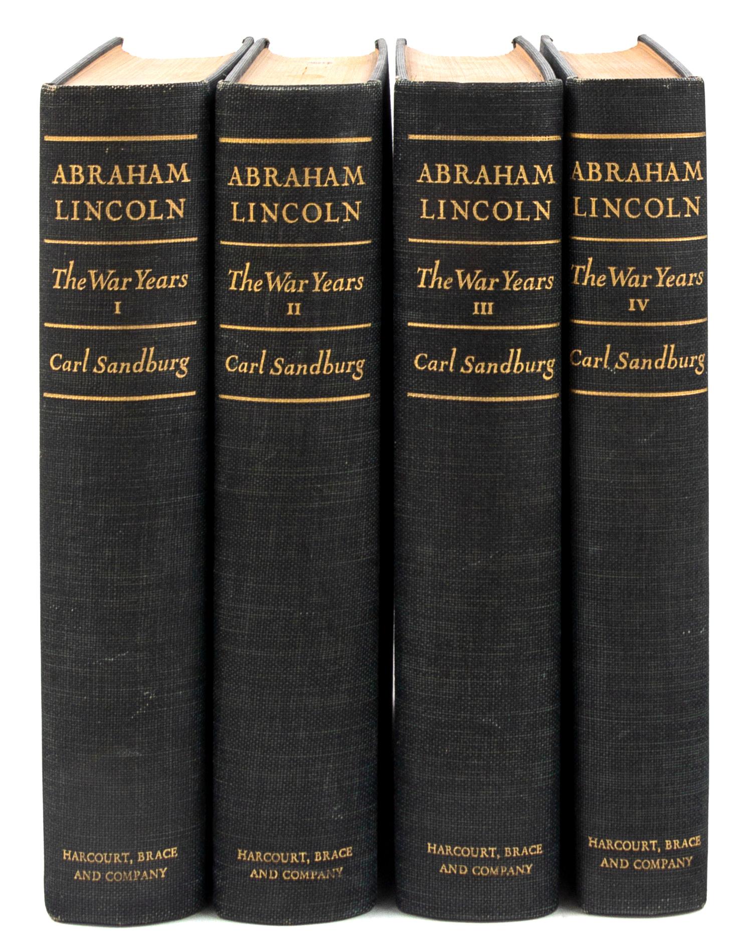 SANDBURG, Carl (1878-1967). Abraham Lincoln: The War Years. Harcourt, Brace & Company: New York, 1939.