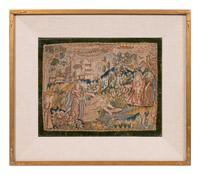 A Charles II Needlework Box Lid Depicting Moses in the Bulrushes