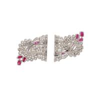 ART DECO, DIAMOND AND RUBY DRESS CLIPS