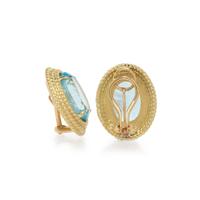 YELLOW GOLD AND BLUE TOPAZ BRACELET AND EARRINGS