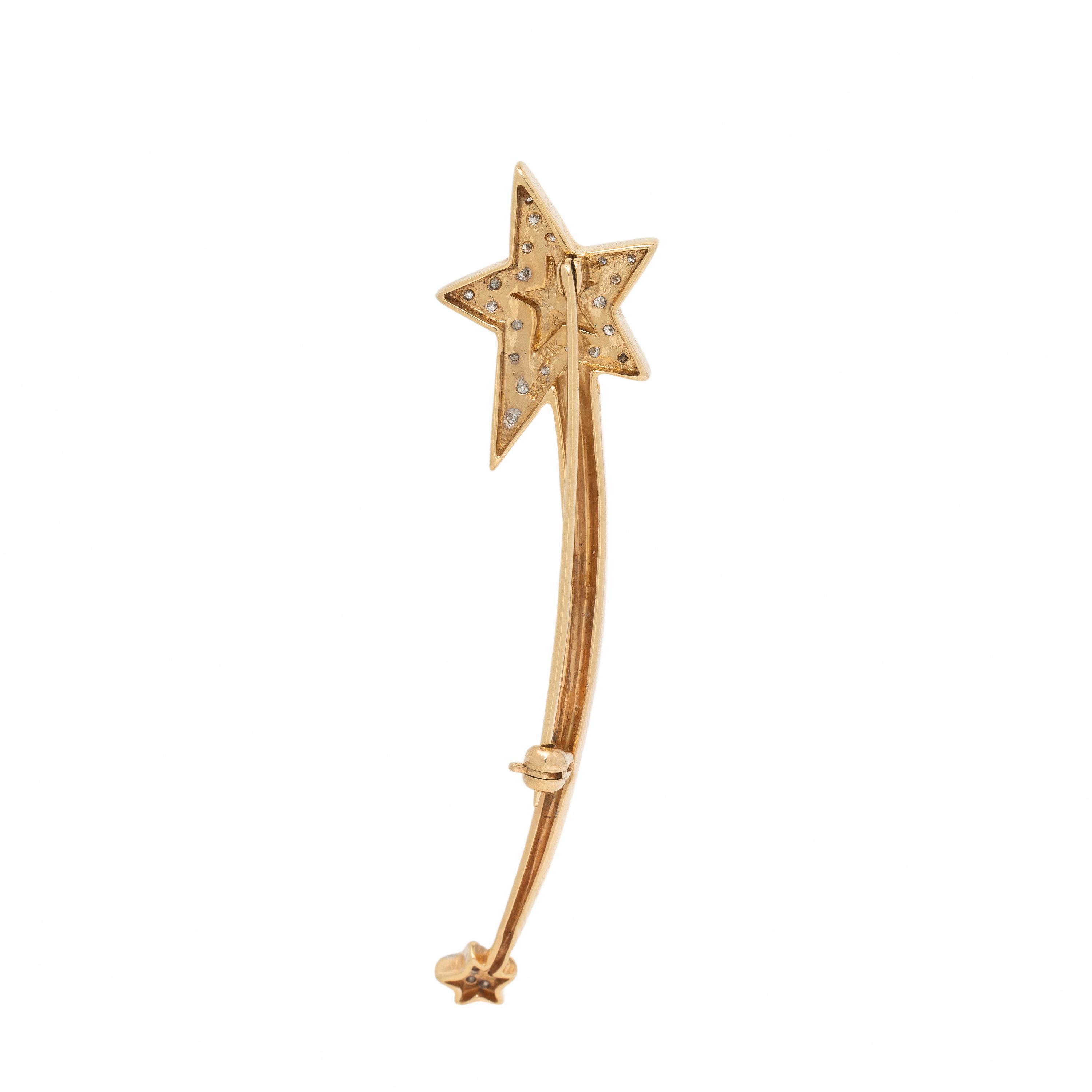 Diamond and Yellow Gold Shooting Star Brooch