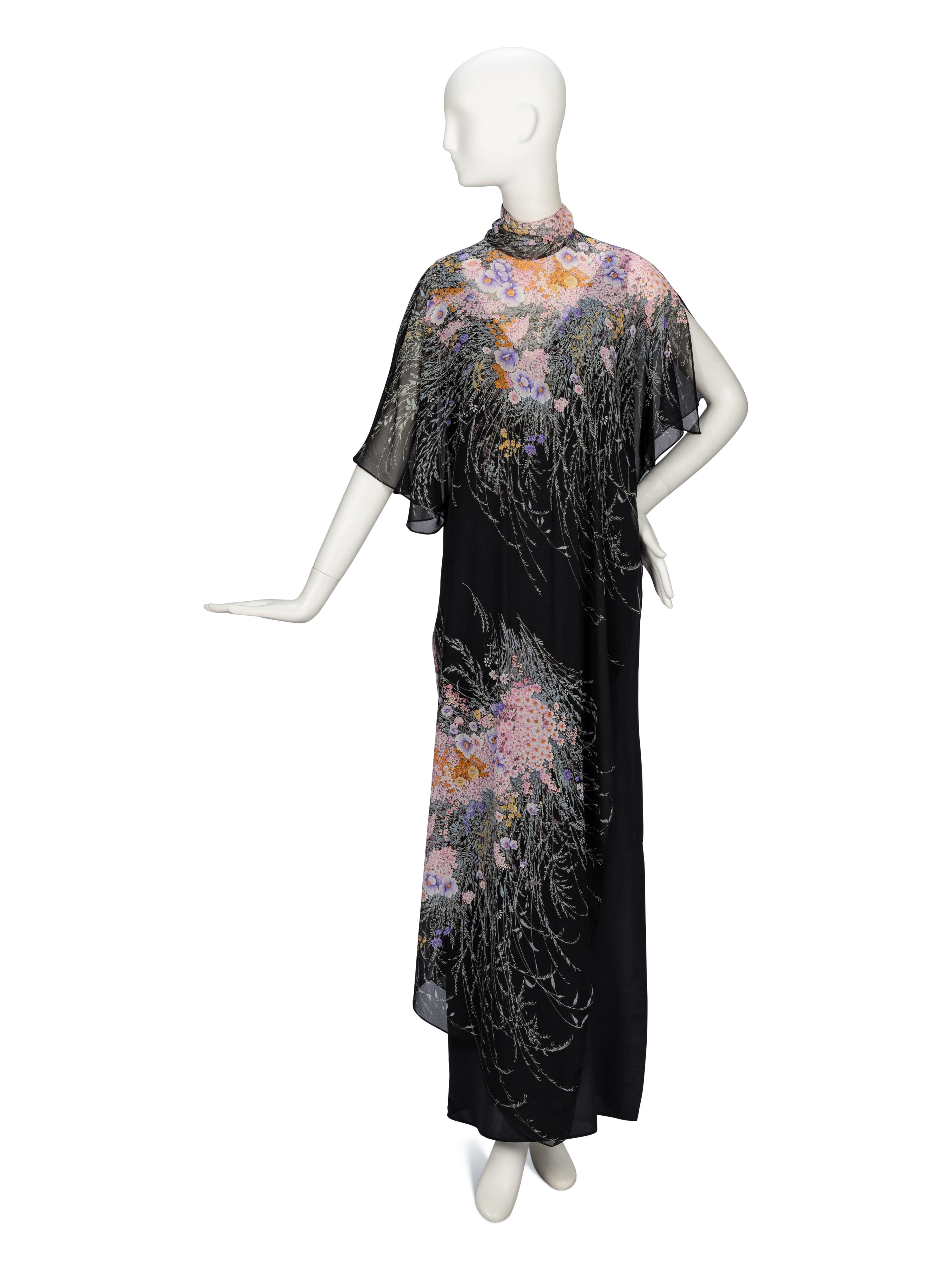 Hanae Mori, Layered Floral Tunic Gown