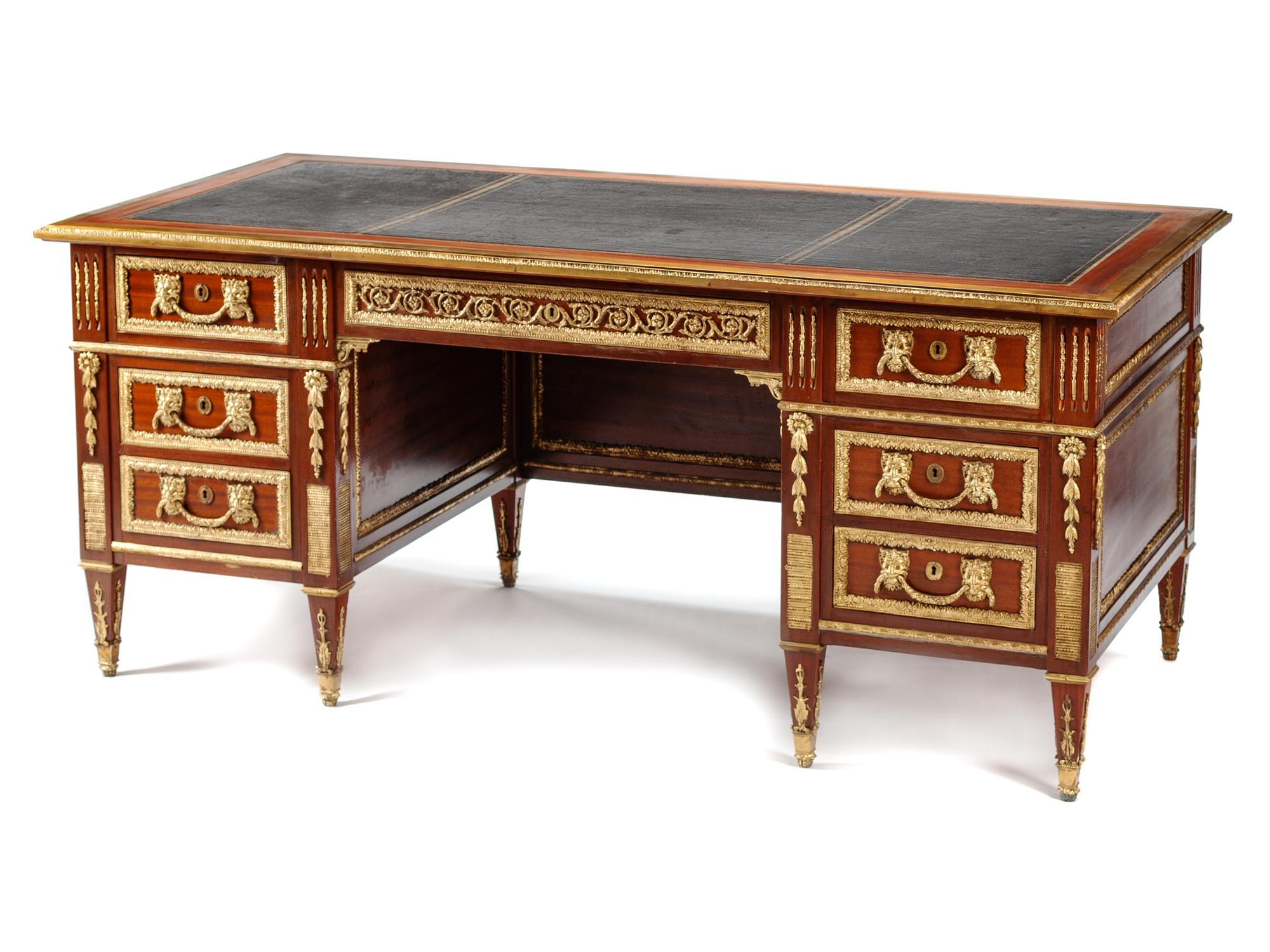A Louis XVI Style Gilt Bronze Mounted Bureau Plat