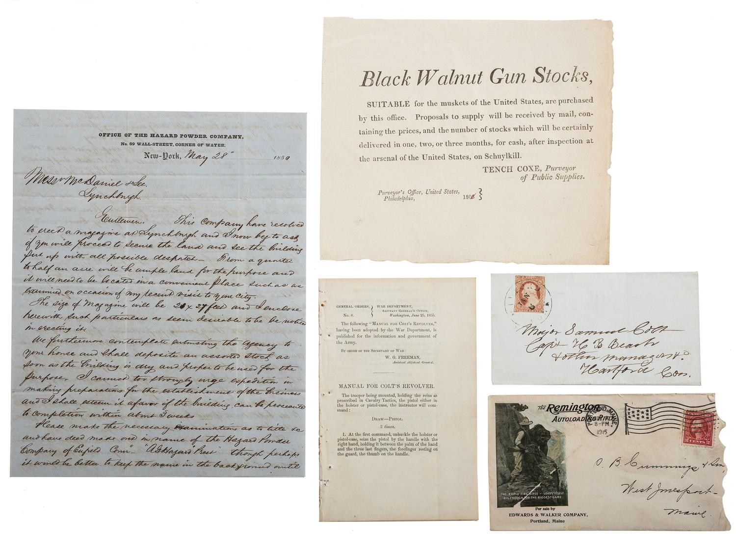 [MILITARIA]. A group of firearms-related items, including: