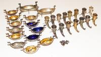 A Set of Silver Salts and Castors Height of tallest 2 1/2 inches.