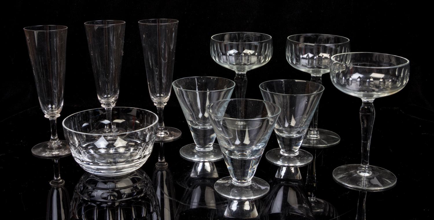An Assembled Collection of Glass Table Wares Height of first 5 5/8 inches. — 20TH CENTURY