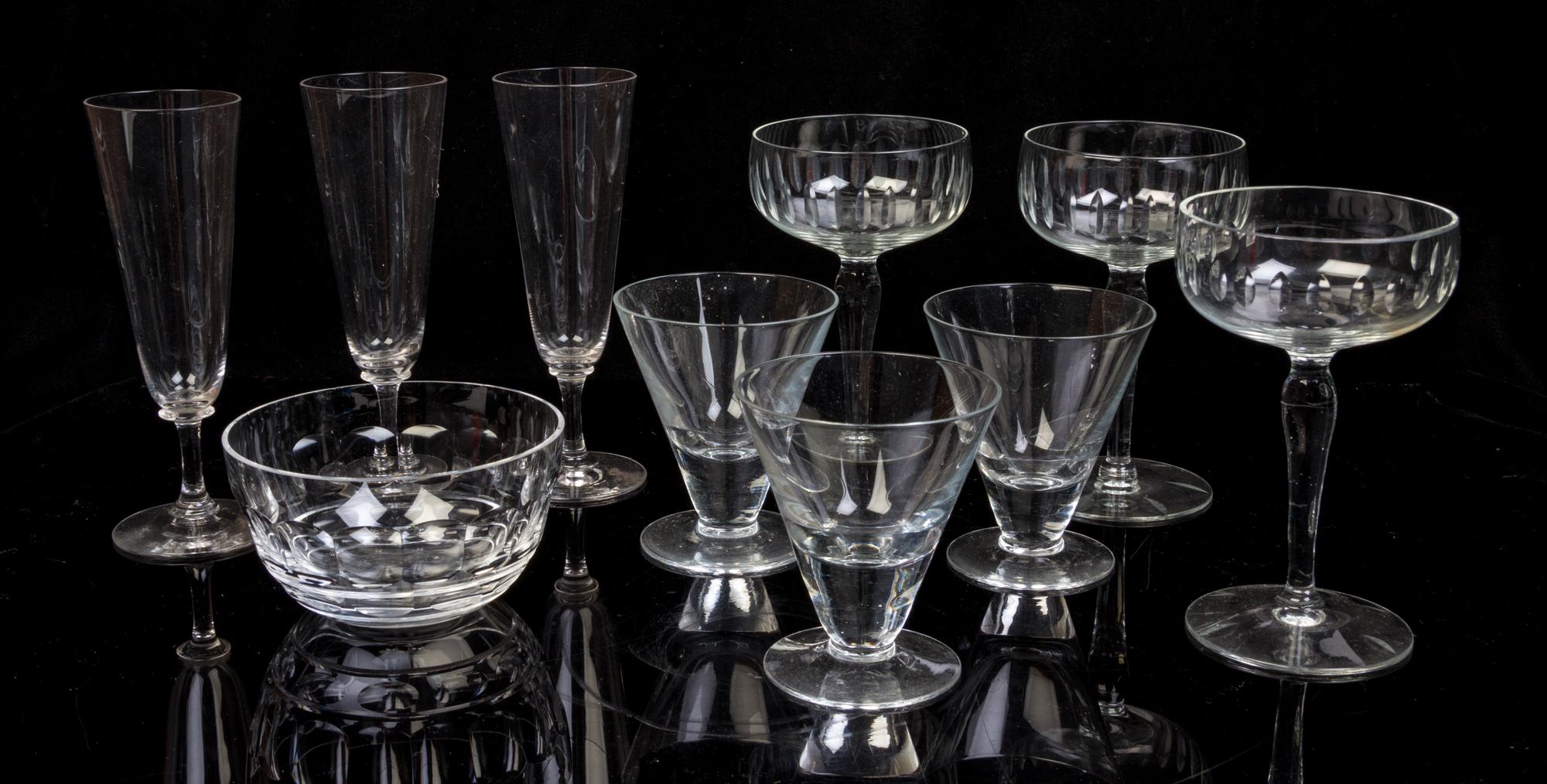 An Assembled Collection of Glass Table Wares Height of first 5 5/8 inches. — 20TH CENTURY