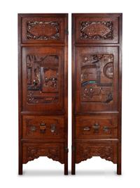 A Chinese Two-panel Carved Rosewood Screen — LATE 18TH/EARLY 19TH CENTURY