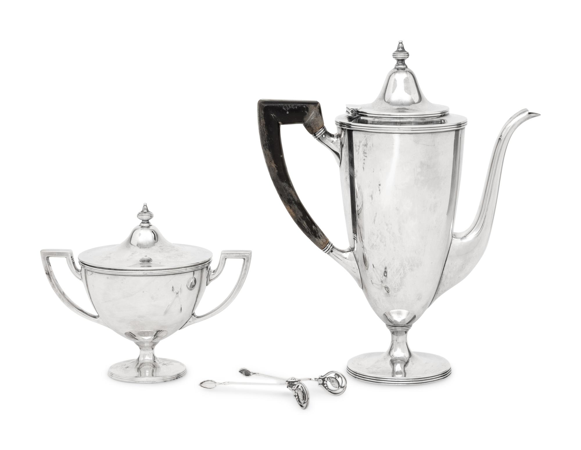 A Tiffany and Co. Silver Coffee Pot and Covered Sugar