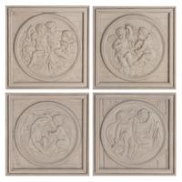 A Set of Four Neoclassical Style Gray-Painted Wood Roundels
