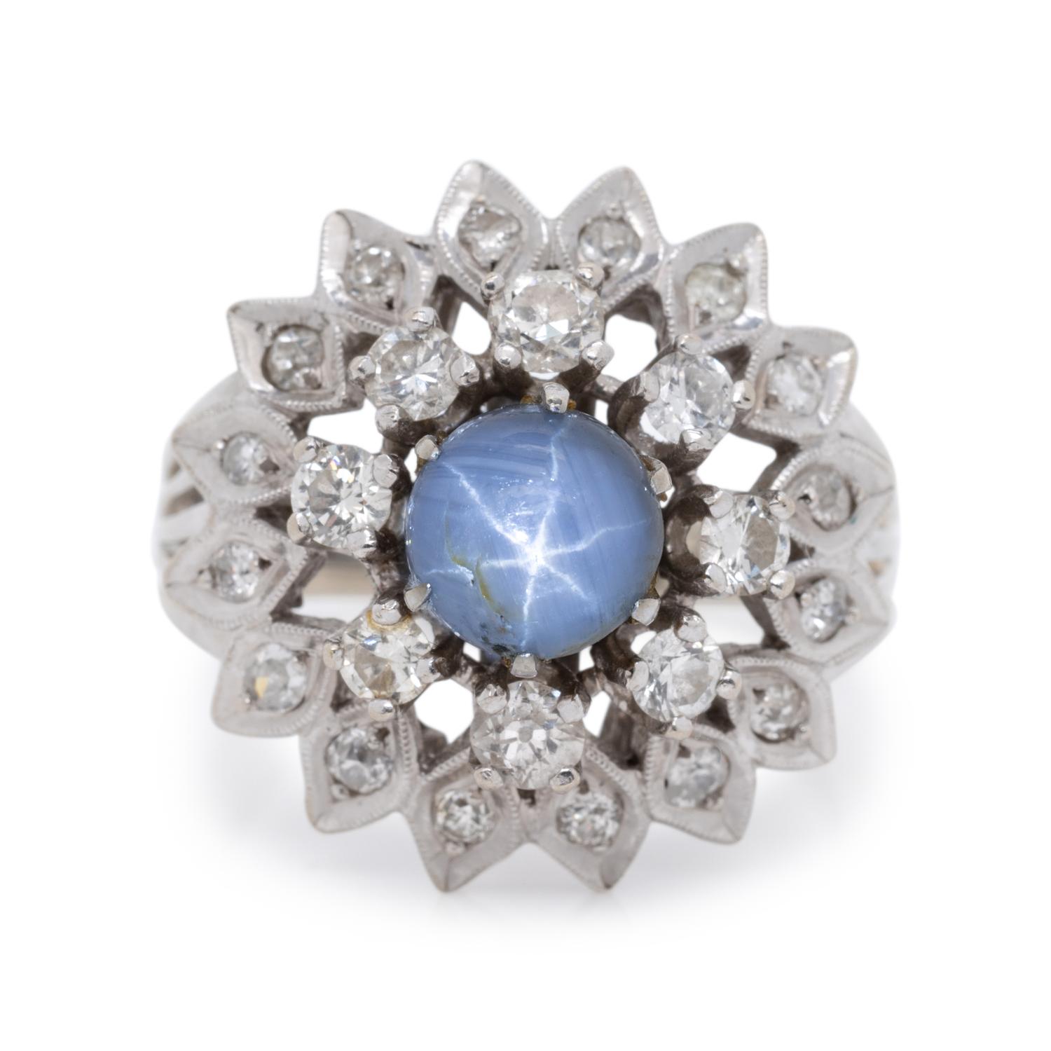 STAR SAPPHIRE AND DIAMOND RING