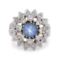 STAR SAPPHIRE AND DIAMOND RING