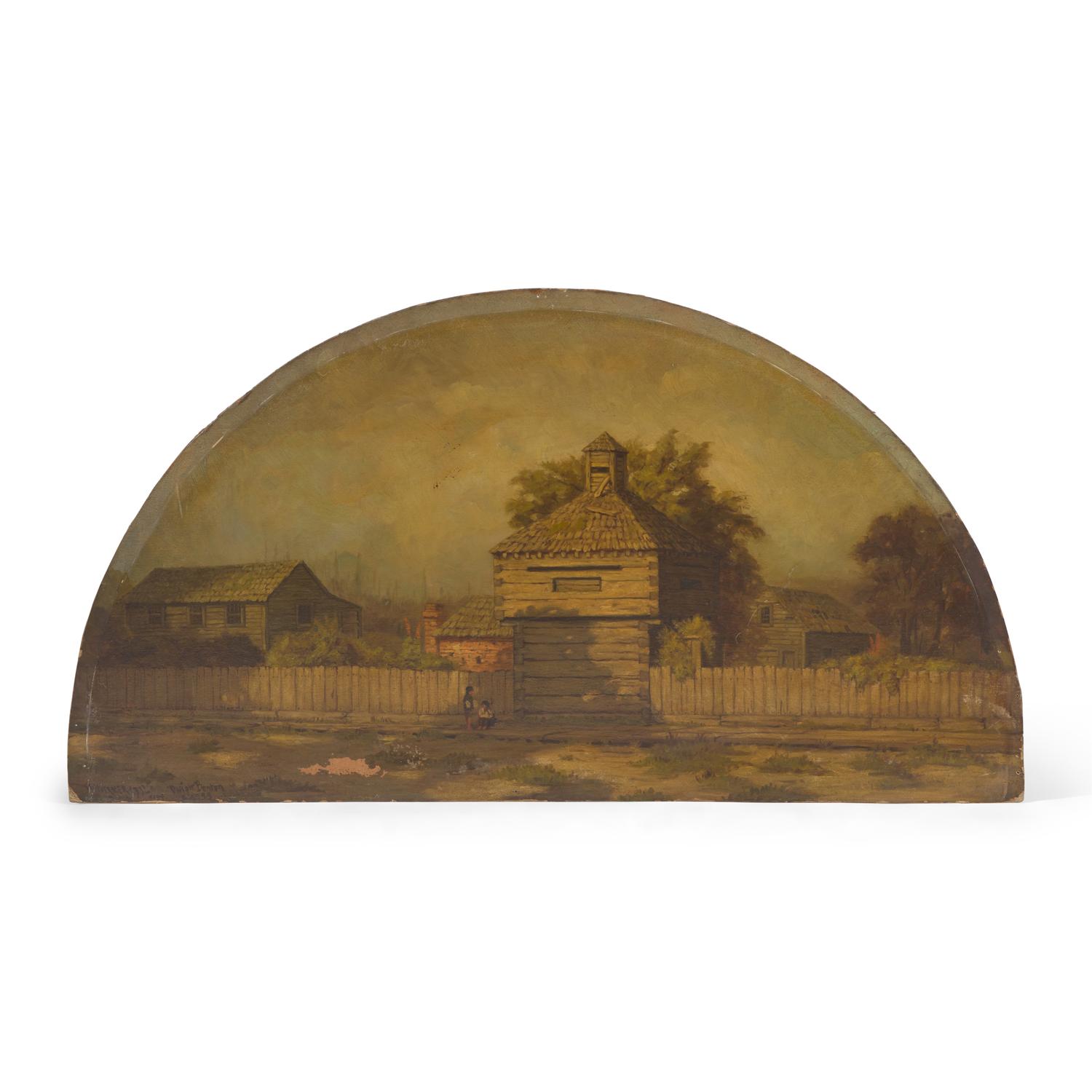 American School, H. Werner (20th Century), After Dwight Baldwin Benton (1834-1903), A Group of Four Half-Moon Paintings Depicting Early Chicago Scenes