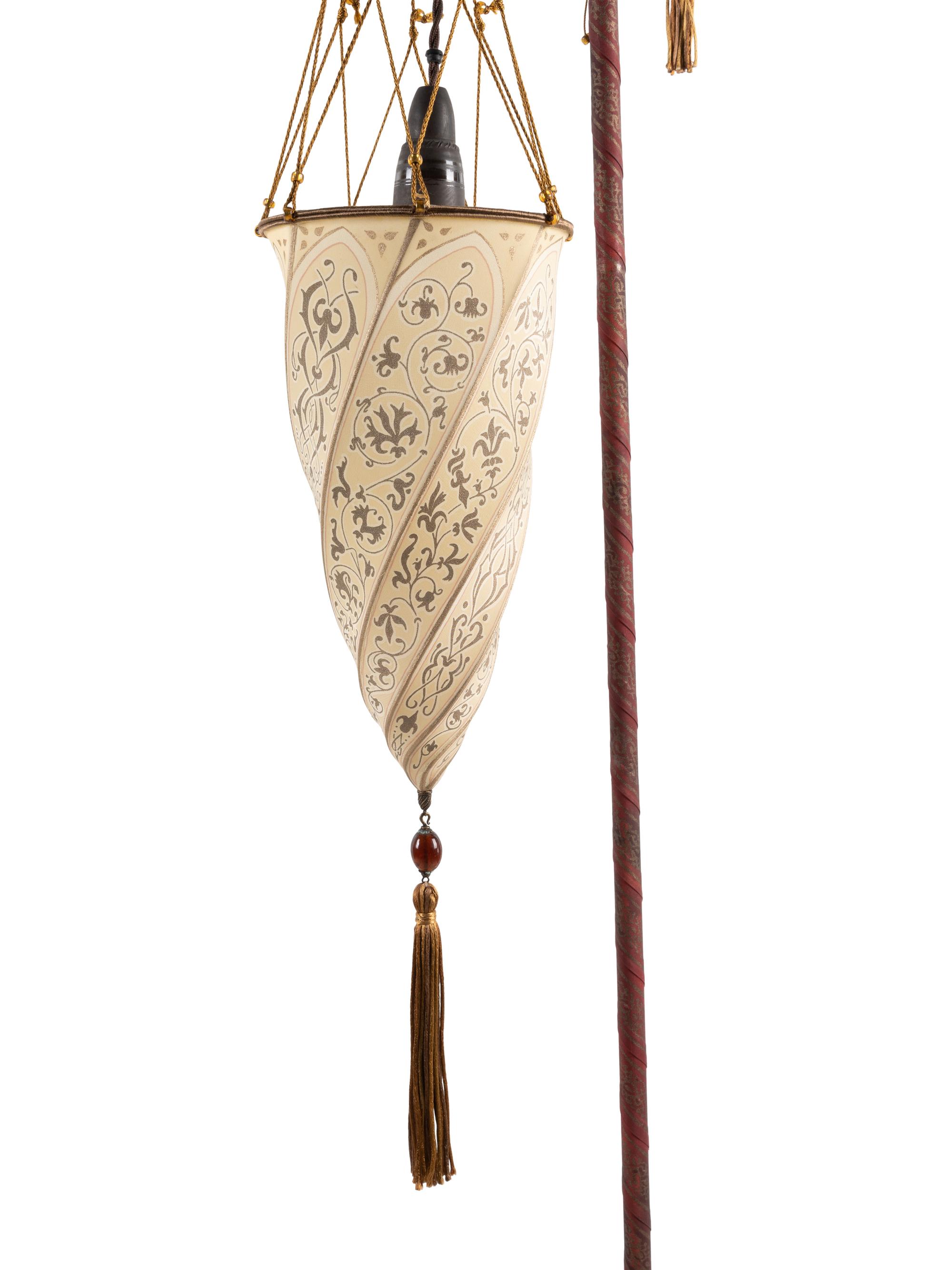 A Pair of Fortuny Cesendello Silk Floor Lamps