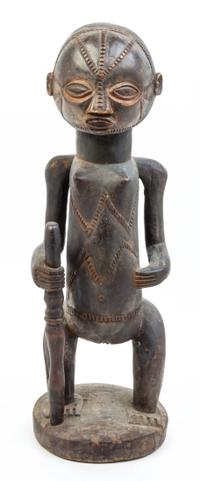 A Group of Three Wood Figures Height of tallest 30 1/2 inches.