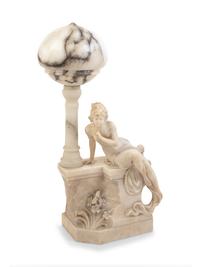 An Italian Alabaster Figural Lamp