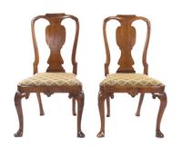 A Pair of Queen Anne Walnut Side Chairs, 18TH CENTURY, Height 38 inches. — 18TH CENTURY,