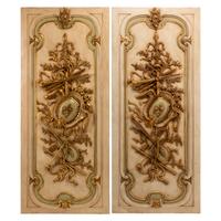 A Set of Four French Neoclassical Style Painted and Parcel Gilt Panels