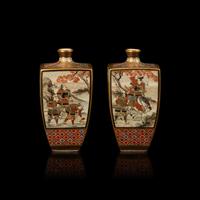 A Pair of Small Japanese Satsuma-Type Cabinet Vases, Shizan, and a Miniature Vase, Houn; Meiji Period
