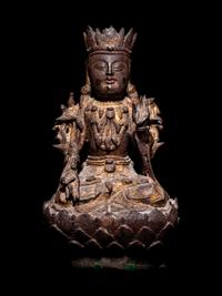 A Chinese Parcel Gilt Bronze Figure of Guanyin