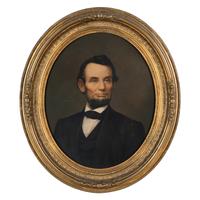Elijah C. Middleton (American, 1818-1883) Portraits of George Washington and Abraham Lincoln , 1864 Chromolithographic oval portraits on canvas-backed paper