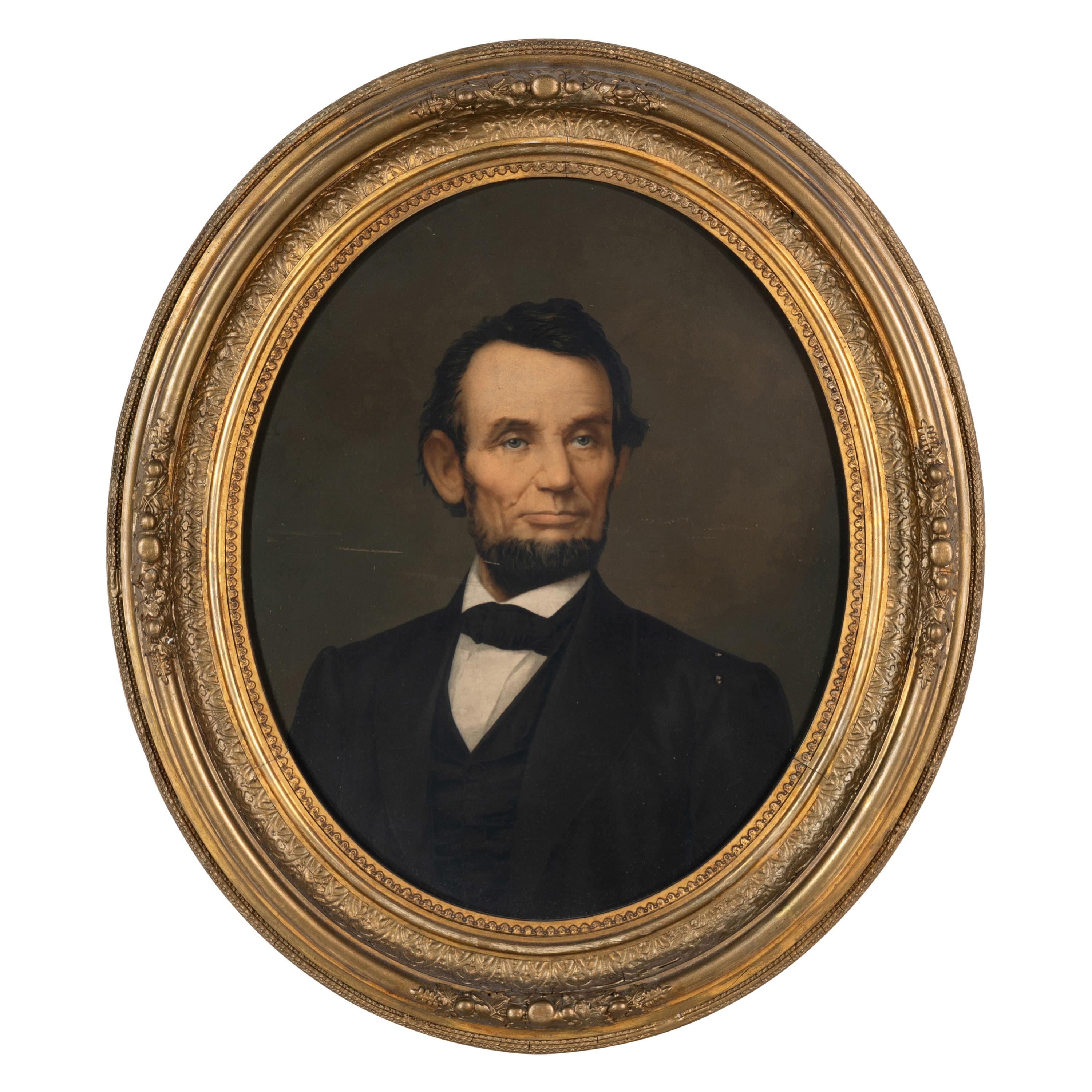 Elijah C. Middleton (American, 1818-1883) Portraits of George Washington and Abraham Lincoln , 1864 Chromolithographic oval portraits on canvas-backed paper