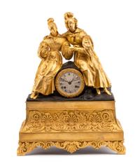 A Charles X Gilt Bronze Figural Clock Height 21 x width 15 inches. — 19TH CENTURY