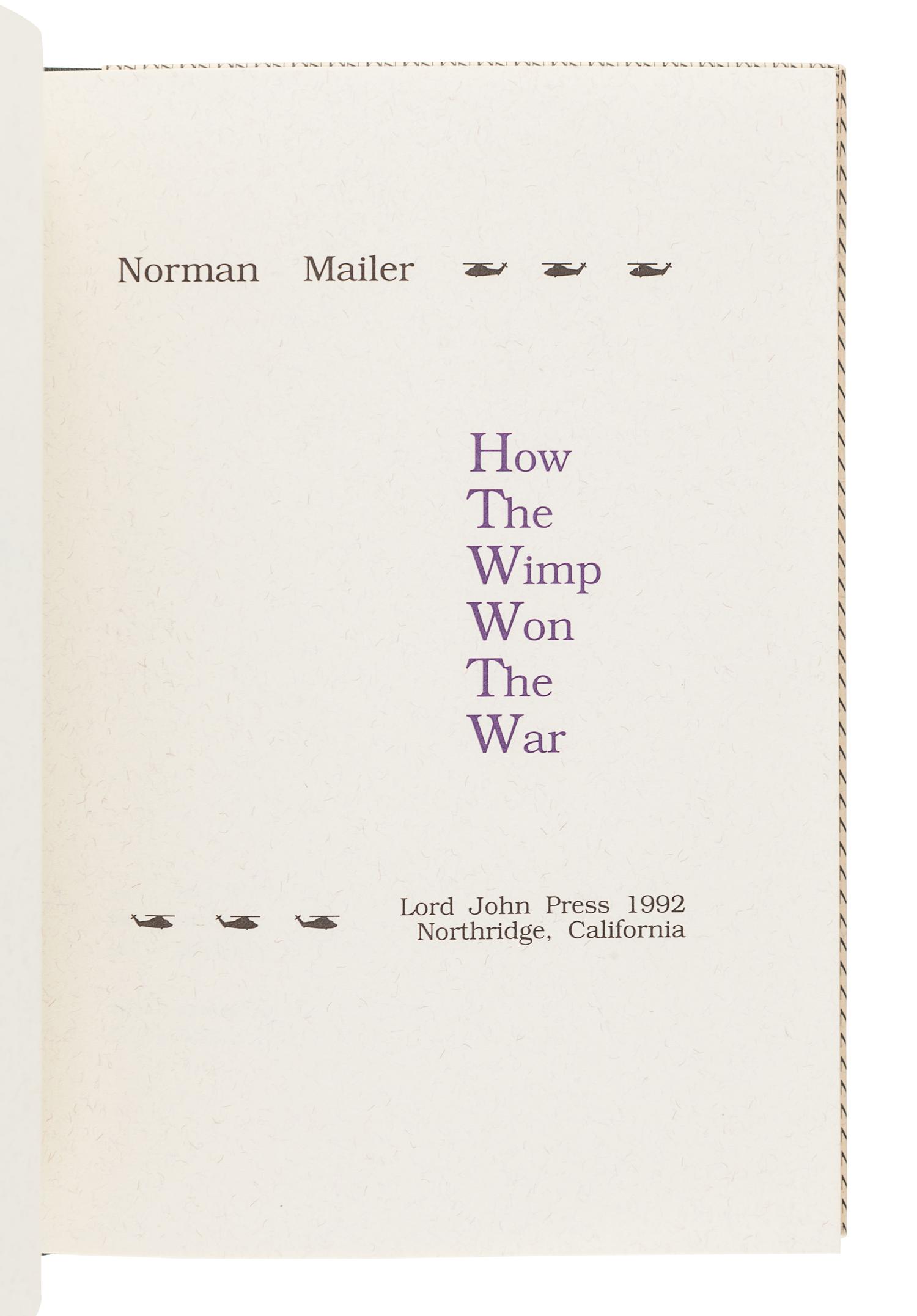 [MAILER, Norman (1923-2007)]. A group of 4 FIRST EDITIONS by Mailer, comprising: