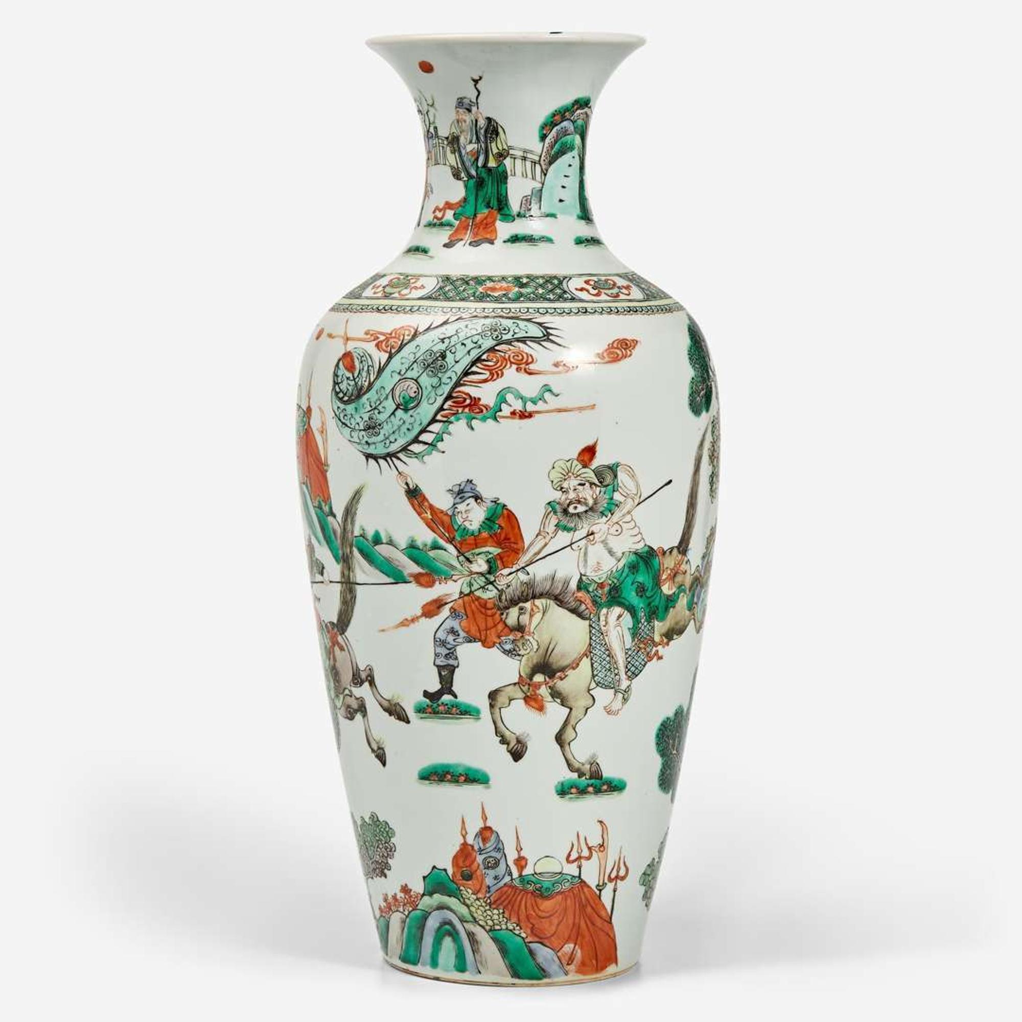 A Chinese famille-verte baluster vase 五彩人物故事圖瓶 Apocryphal Kangxi Mark ???