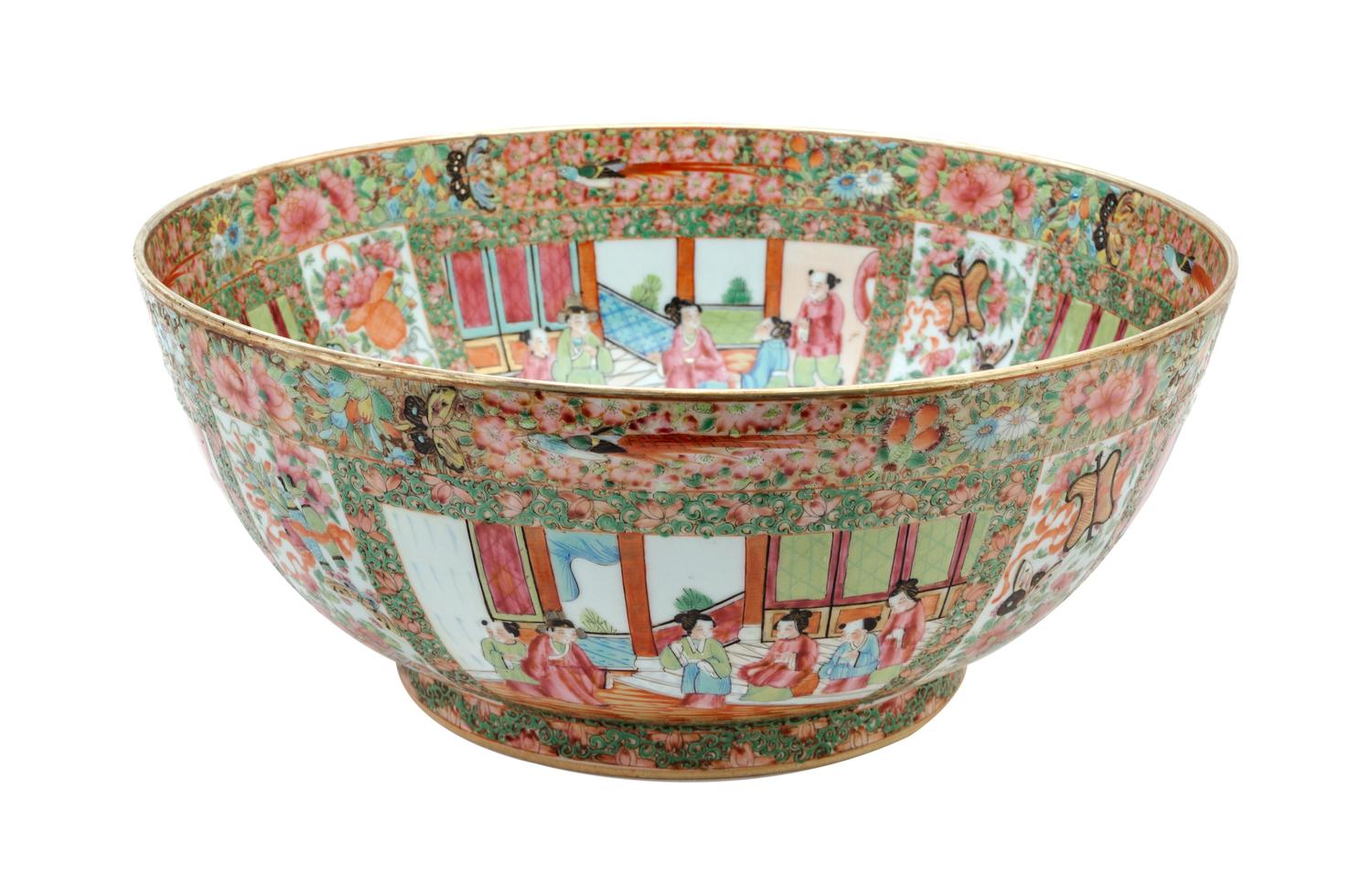 A Chinese Export Rose Canton Deep Bowl Diameter 15 3/4 inches. — 19TH CENTURY