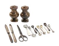 A Pair of American Silver Salts and Spoons, S. Kirk and Sons, Baltimore, Maryland, having repousse floral decoration; together with 10