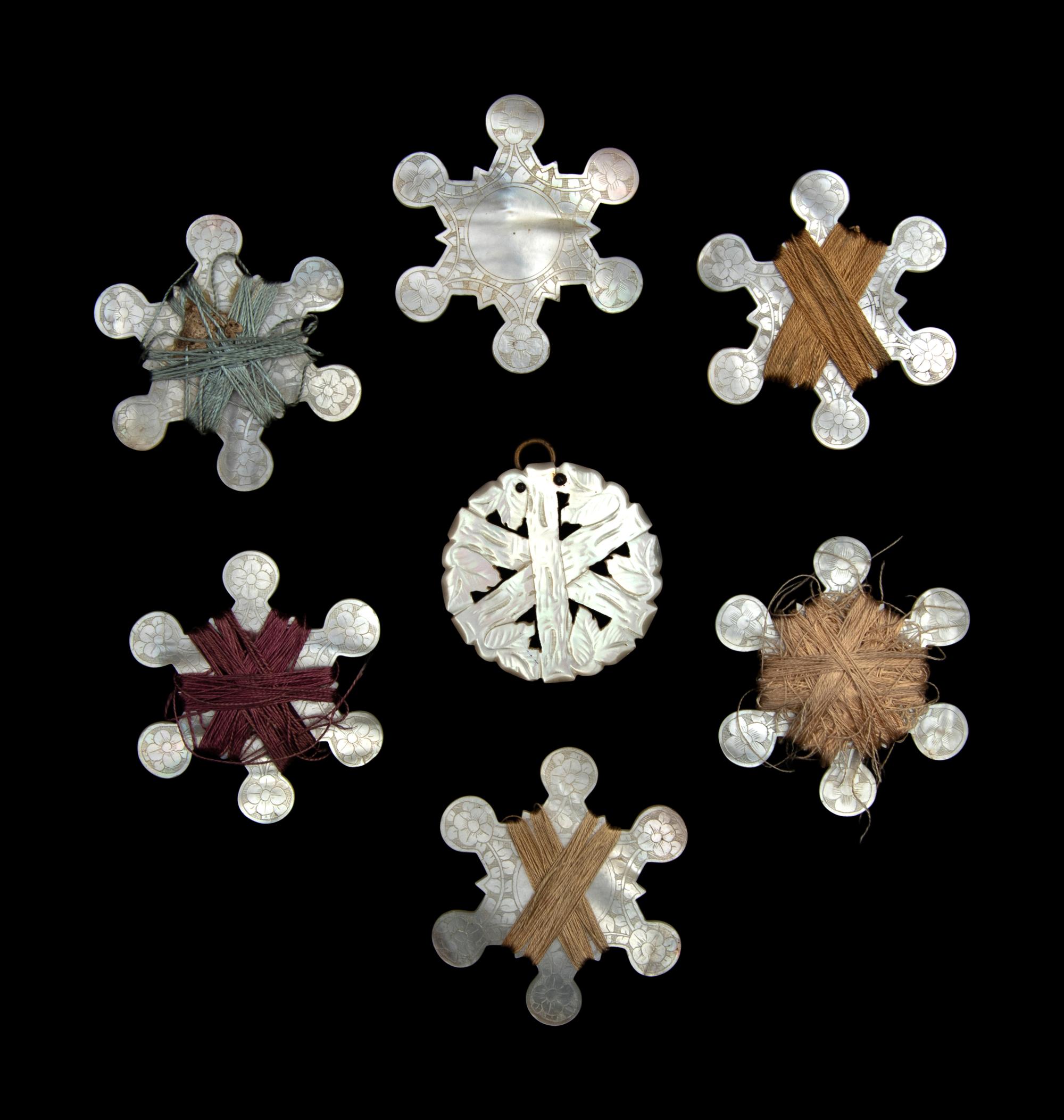 Seven Chinese Carved Mother-of-Pearl Articles