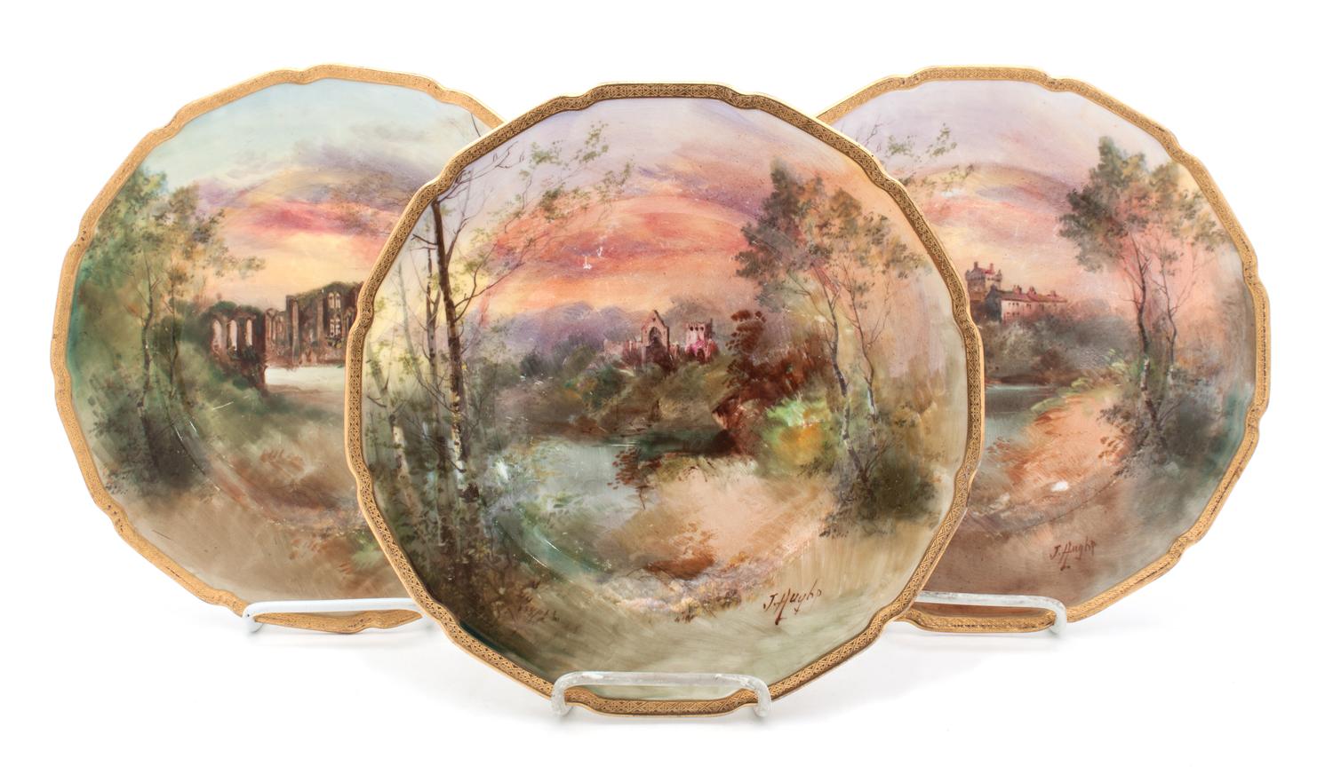 Three Royal Doulton Hand Painted Cabinet Plates Diameter 10 1/2 inches. — J. HUGHS (CIRCA 1891-1915)
