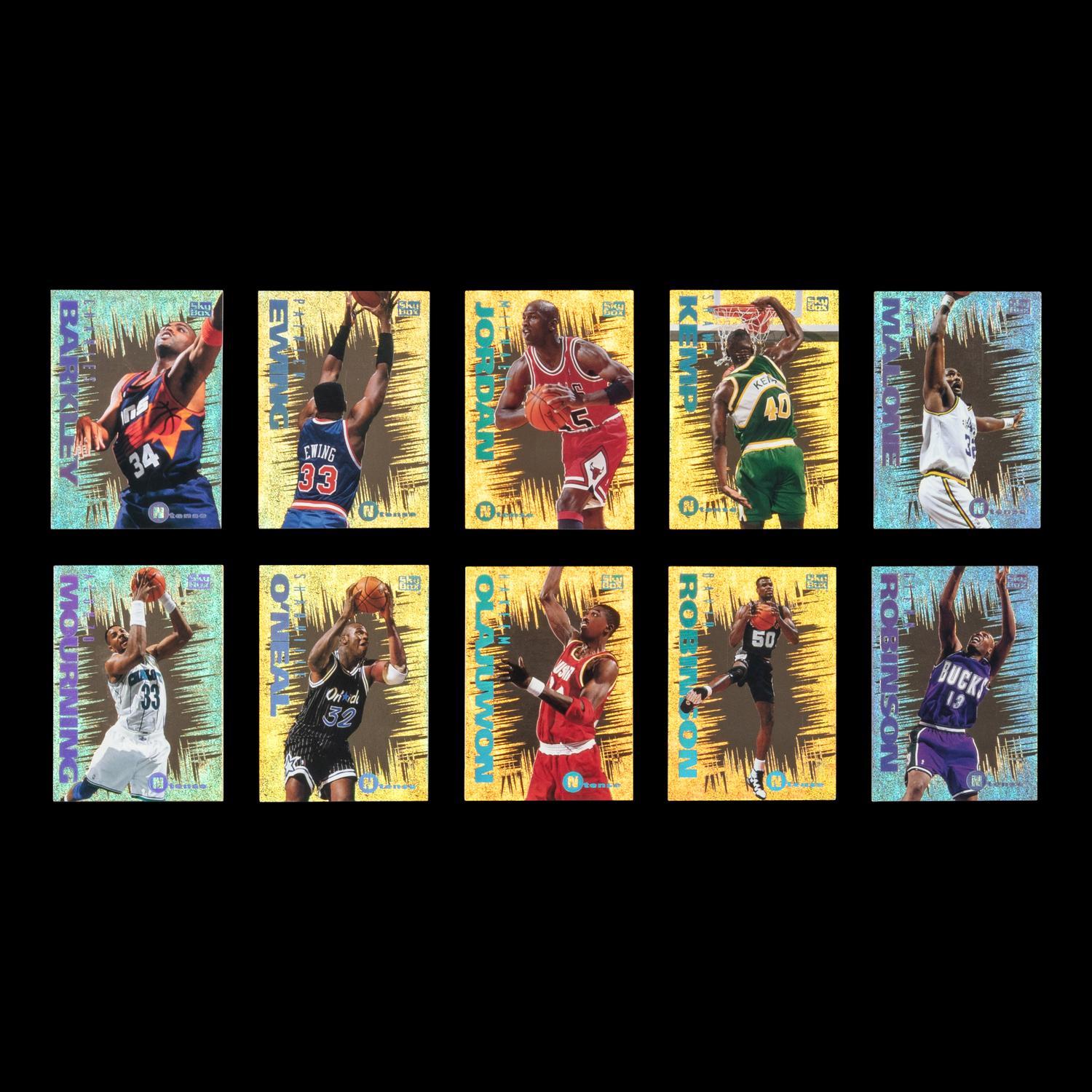 A 1994-95 Skybox Emotion Ntense Basketball Card Insert Set Including Michael Jordan