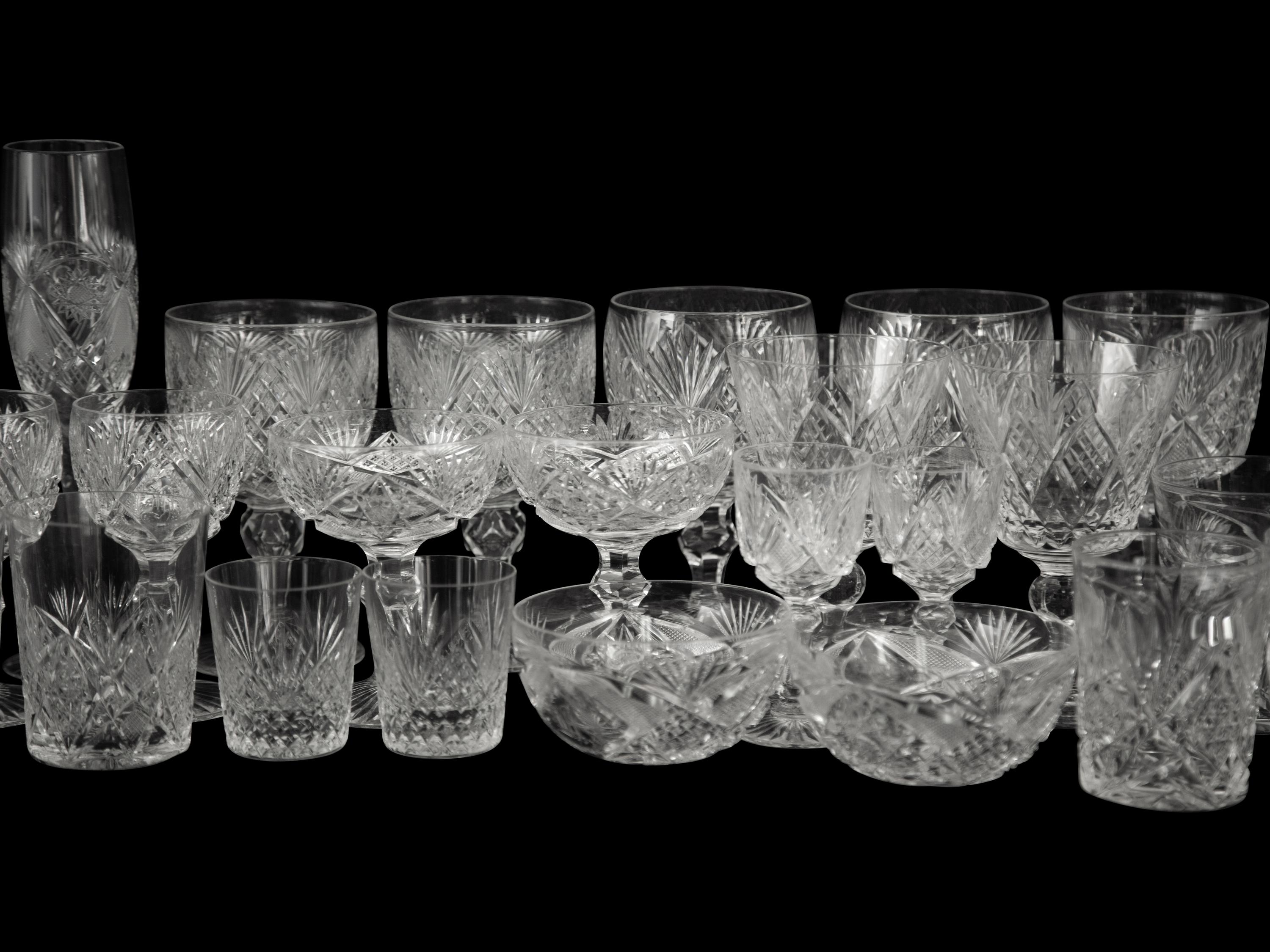 An Extensive Collection of Cut Glass Barware