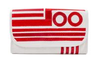 A Carlos Falchi White Leather Optical Clutch, 9" x 5.5" x .5".