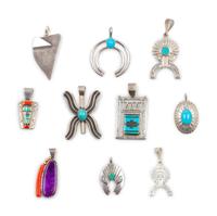 Ten Southwestern Sterling Silver Pendants