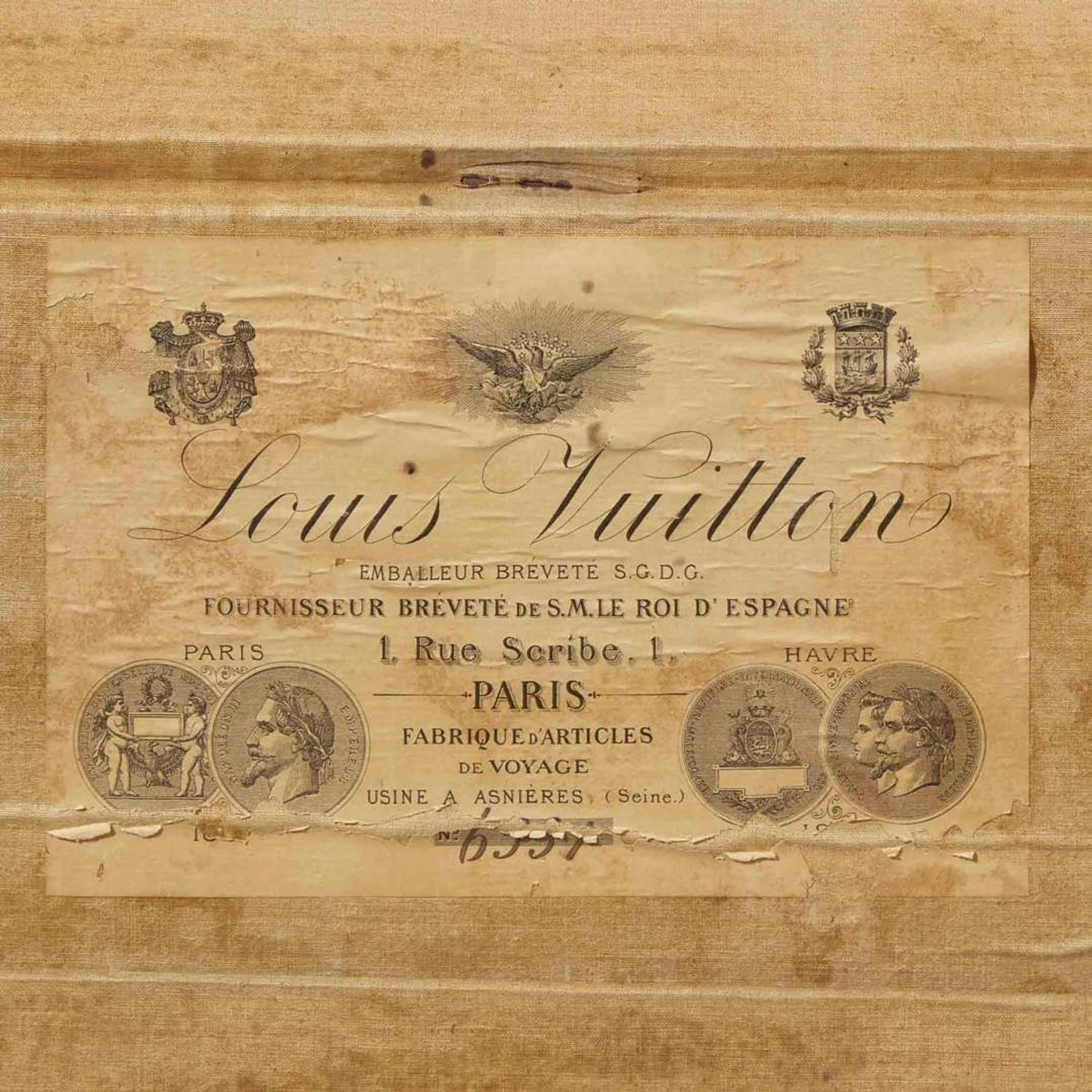 A Louis Vuitton Rayée Canvas Steamer Trunk Circa 1880