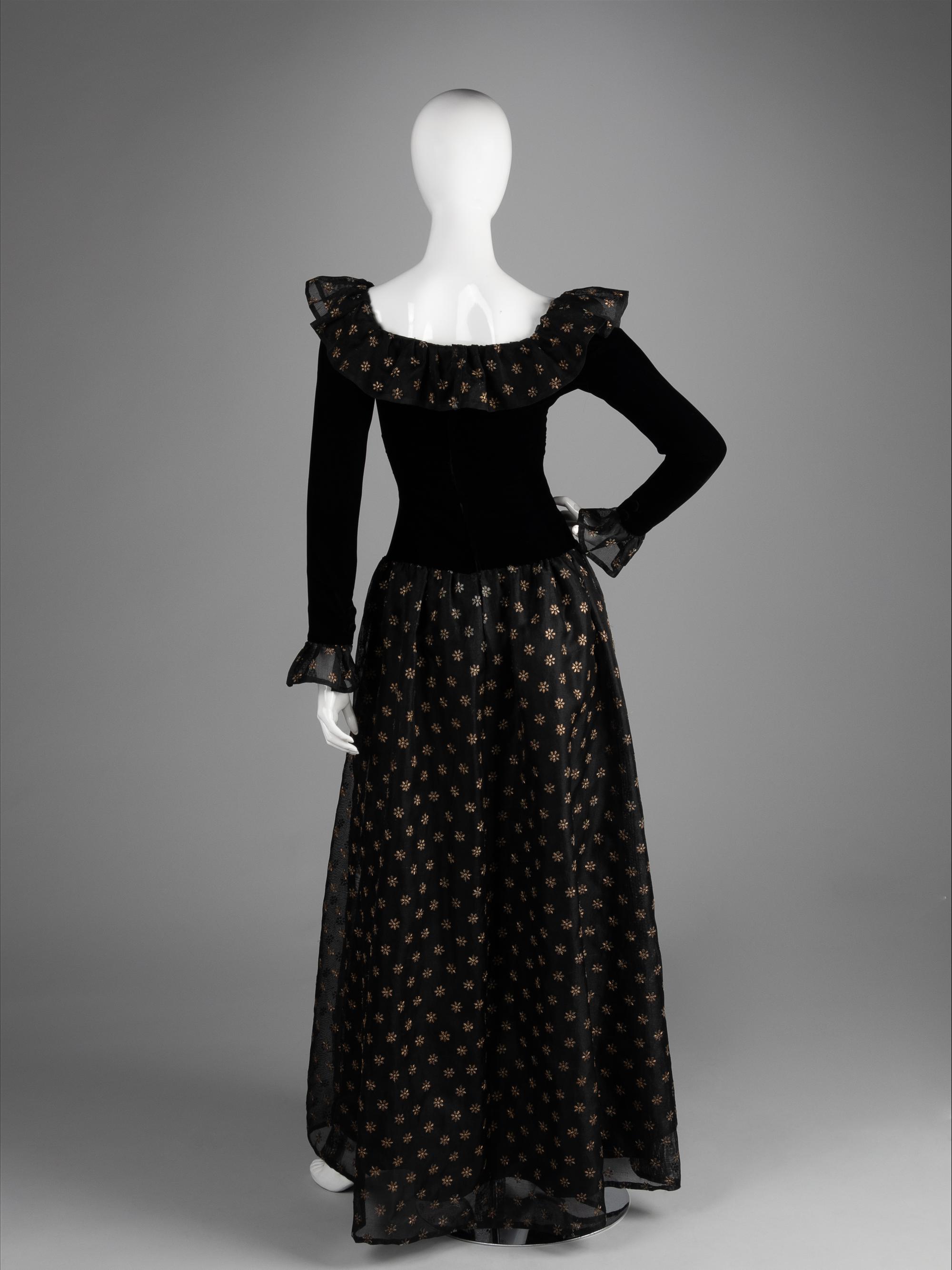 Givenchy Haute Couture Floral Embroidered Evening Dress, 1970-90s
