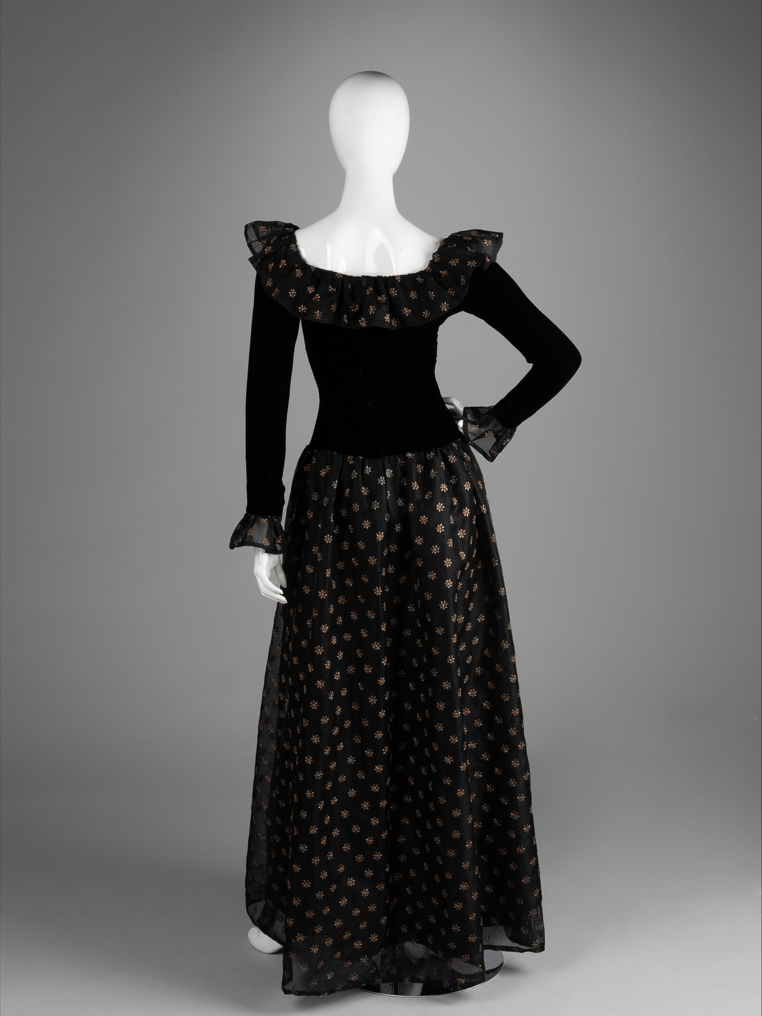 Givenchy Haute Couture Floral Embroidered Evening Dress, 1970-90s