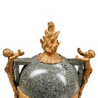 A Pair of Large French Gilt Bronze Mounted Marble Urns