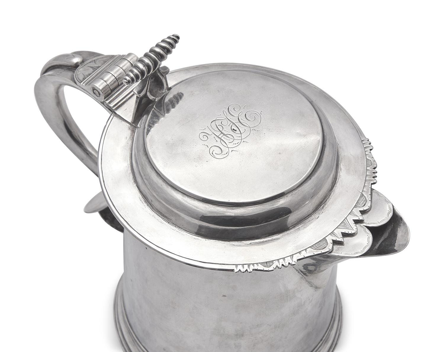 A Silver Tankard, Abraham Cuyler (1713-1749), Active 1735-1749, Albany, NY, Circa 1740