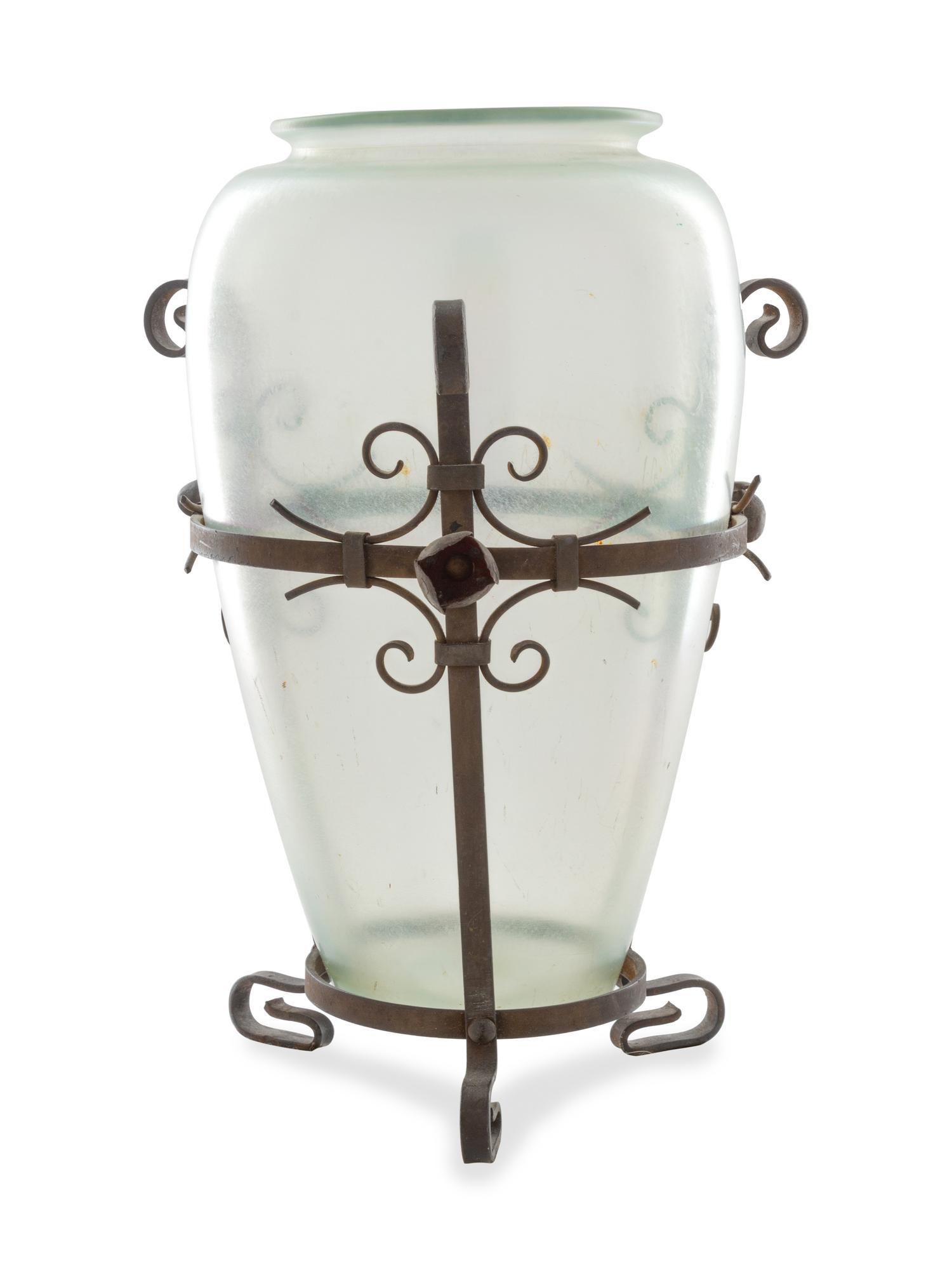 An Iron Mounted Vase