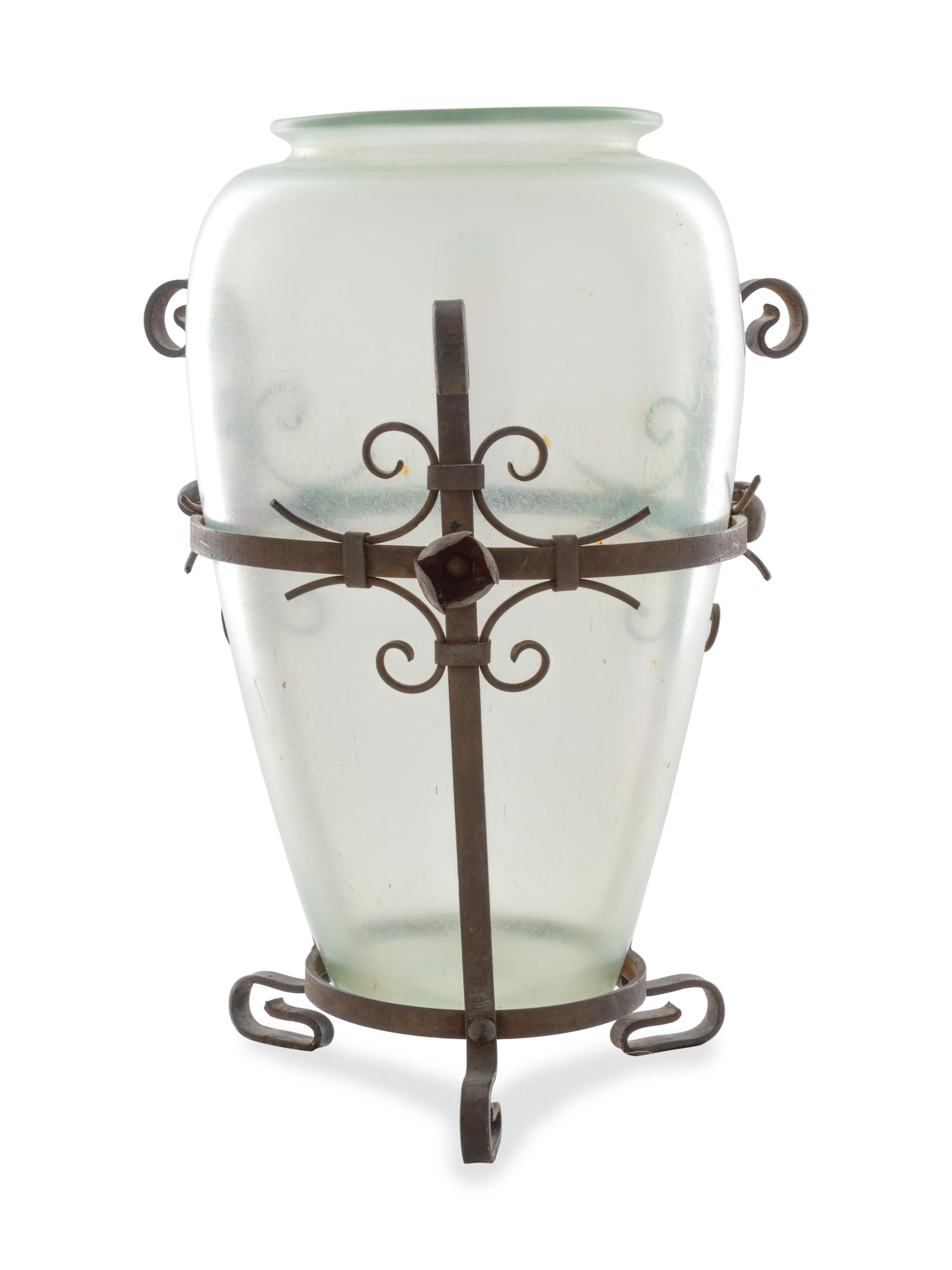 An Iron Mounted Vase
